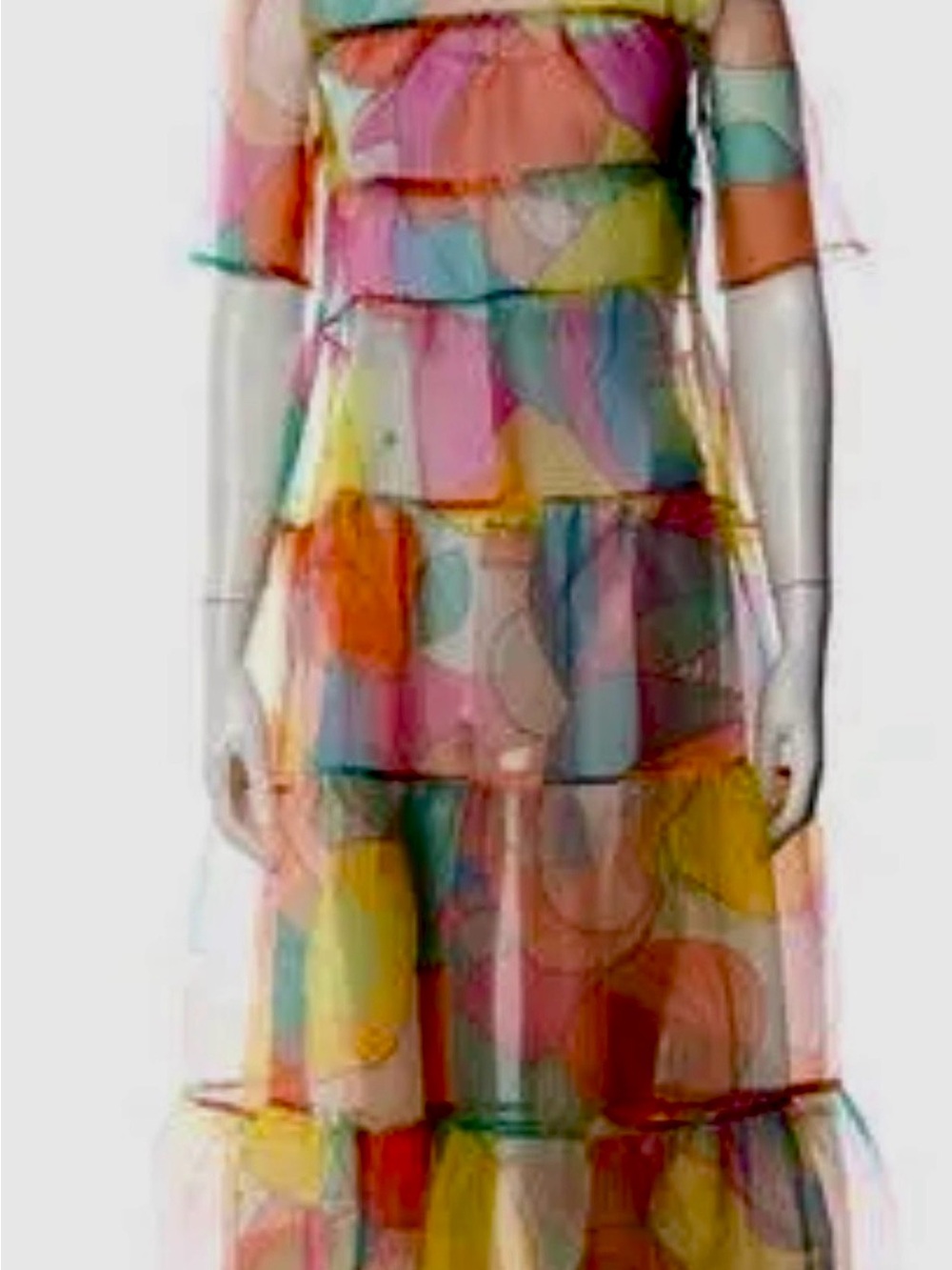 STAUD Multicolor Tiered Off-Shoulder Maxi Dress